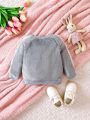 Baby Girl 3D Bow Front Contrast Trim Raglan Sleeve Sweatshirt