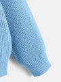 Tween Girl Solid Drop Shoulder Ribbed Knit Sweater