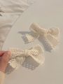 4pcs/set Ladies' Sweet And Gentle Lace Fabric Bow Hair Accessories, Suitable For Daily Use