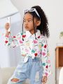 SHEIN Kids FANZEY Young Girl Colorful Heart Print Shirt