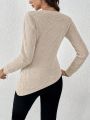 SHEIN LUNE Women's Round Neck Solid Color Sweater With Side Drawstring