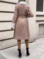 SHEIN Frenchy Women's Solid Color Fleece Lined Woolen Coat