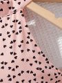 SHEIN Kids CHARMNG Tween Girl's Fashionable Polka Dot Pleated Halter Dress With Detachable Belt, Matching Mommy And Me Outfits (Note: The 3 Pieces Are Sold Separately)