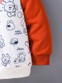 Little Boys' Cartoon Letters Printed Raglan Sleeve Sweatshirt