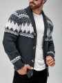 Manfinity Men's Geometric Printed Shawl Collar Cardigan Sweater