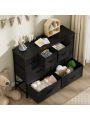 Furmax Fabric Dresser, Dresser for Bedroom Storage Drawers Tall Dresser Storage Tower with 8 Drawers, Chest of Drawers with Fabric Bins, Wooden Top, Steel Frame for Bedroom, Closet, TV Stand, Entryway