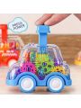 1pc Kids Press Car Boy Inertia Pull Back Car 1-3 Years Old Baby 6 Months Baby Educational Toy Resistant To Falling(Internal Components Color Random)