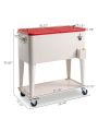 80QT 87.5*38.5*91cm Rectangular Plastic Box Iron Leg Tube Freezer Insulation Milky White Box Red Lid Freezer Insulation Cart