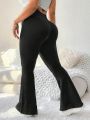 Daily&Casual Plus Size Solid Color Seamless Flared Sports Pants