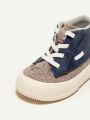 Cozy Cub Girls' Elegant Blue Fashionable Lace-up Comfortable Casual Canvas Athletic Shoes