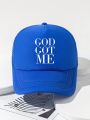 1pc Men's Outdoor Leisure Adjustable Baseball Cap With Breathable Mesh And Letter Printed Pattern