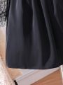 SHEIN Kids Cooltwn Tween Girls' Mesh Sleeve Dress With Ruffle Trim