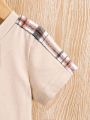 Baby Boys' Patchwork Plaid Short Sleeve T-Shirt And Shorts Set