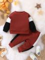 Baby Color Block Pullover & Contrast Side Seam Sweatpants