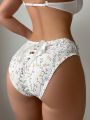 Small Floral Print Cross Strap Triangle Panties