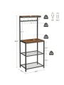VASAGLE Kitchen Baker's Rack, Microwave Oven Stand with Storage Shelves, and 12 Hooks, Industrial, 15.7 x 23.6 x 59.6 Inches, Rustic Brown and Black