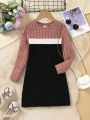 Young Girl Color Block Tee Dress