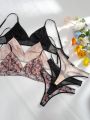 3pcs/Set Plus Size Women'S Floral Printed Underwear Set