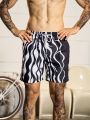 Men's Striped Drawstring Design Beach Shorts