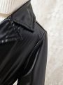 Baby Girls' Pu Jacket With Turn-down Collar And Waist Belt