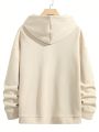 Manfinity Loose Men's Plus Size Hooded Sweatshirt With Letter Print And Fleece Lining