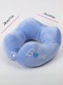 1pc Polyester U-shaped Pillow, Fashionable Heart & Letter Embroidered Travel Pillow For Outdoor Travel