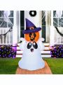 Joiedomi 5 FT Tall Halloween Inflatable Ghost with Pumpkin Head and Build-in Colorful LEDs, Blow Up Ghost with Witch Hat for Halloween Outdoor Decoration Yard, Garden, Lawn Holiday Party Decoration