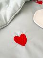 Heart Pattern Embroidered Bedspread