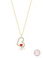 1pc Summer Style Love Heart Cubic Zirconia Pendant Necklace, Women's Anniversary Gift