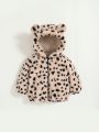 SHEIN Baby Girls' Hooded Jacket With Spotty 3d Ear Design