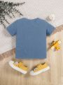 SHEIN Baby Boy's Stylish And Comfortable Crown Printed Short Sleeve T-Shirt