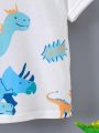 SHEIN Kids QTFun Toddler Boys' Cartoon Dinosaur Print T-Shirt