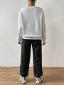 Daily&Casual White Letter Print Sweatshirt And Sports Pants Set