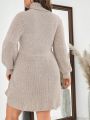 SHEIN Frenchy Plus Size Women's High Neck Long Sleeve Sweater Dress