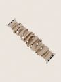 1pc Apricot Faux Pearl Pleated Scrunchie Watch Band, Compatible With Appl 341/40/30/45/44/42/49mm, For Ultra/se/8/7/6/5/4/3/2/1