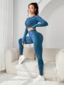 Seamless High Stretch Cut Out Back Sports Tee & Leggings