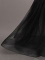 Tween Girls' Elegant Black Maxi Sleeveless Formal Dress Suitable For Party, Banquet, Birthday And Other Occasions, Autumn