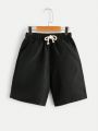 SHEIN Kids EVRYDAY Tween Boys' Casual Comfortable Drawstring Waist Shorts