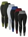 6pcs Colorblock Sports Leggings