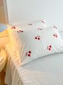 1pair Cherry Embroidery Pillowcase Without Filler
