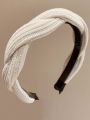1pc Multicolor Snow Yarn Crocheted Twisted Braided Wide Toothed Headband, Korean Style, Suitable For Dating, Party, Daily, Home And Work Wear