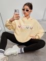 Teenage Girls' Casual Printed Long Sleeve Hoodie Suitable For Autumn And Winter