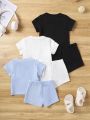 Infant Boys' Summer Fashionable Casual Short Sleeve T-Shirt And Shorts Outfit