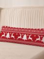1pc Christmas Geometric & Elk Pattern Body Pillowcase Without Filler