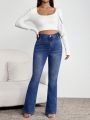 SHEIN Maternity Color Block Cat Whisker Flared Jeans