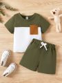 Infant Boys' Color Block Top And Solid Shorts Set