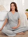 Maternity Criss Cross Nursing Top & Pants Lounge Set