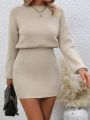 SHEIN LUNE Plus Size Women's Drop Shoulder Long Sleeve Sweater Dress