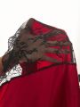 Plus Size Bowknot Decorated Lace Panel Backless Satin Nightgown With Spaghetti Straps