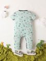 Infant And Child (male) Cartoon Print Round Neck Casual Jumpsuit